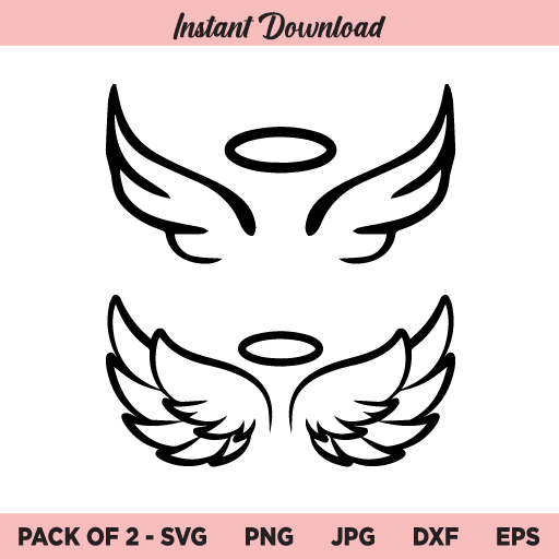 Angel Wings SVG, Angel SVG, Halo SVG, PNG, DXF, Cricut, Cut File, Clipart