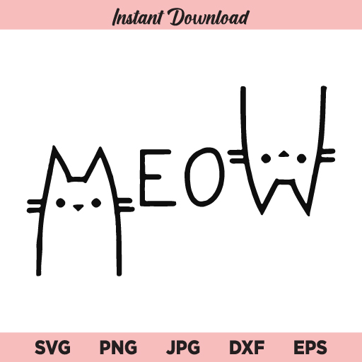 Download Meow Svg Meow Cat Svg Png Dxf Cricut Cut File Buy Svg Designs