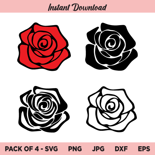 Rose Bundle SVG, Rose SVG, Red Rose SVG, Black Rose SVG, Rose Outline SVG, Rose