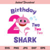 Shark 2nd Birthday SVG, Birthday Shark Two Two Two SVG, Girl Birthday Shark SVG, PNG, DXF, Cricut, Cut File, Clipart, Silhouette