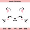 Cat Face SVG, Cute Cat SVG, Baby Cat, Kitty, Kitten, Eyelashes SVG, PNG, DXF, Cricut, Cut File, Clipart