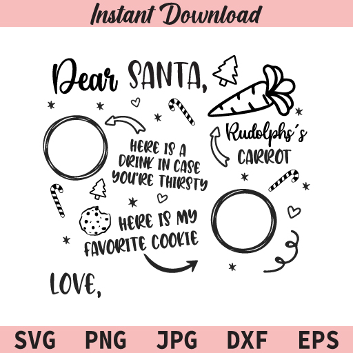 Dear Santa Tray SVG, Christmas SVG, Milk and Cookies SVG, Merry Christmas SVG, PNG, DXF, Cricut, Cut File, Clipart