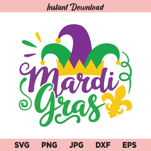 Mardi Gras SVG, Jester Hat SVG, Fat Tuesday SVG, Mardi Gras Shirt SVG, PNG, DXF, Cricut, Cut File, Clipart
