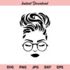 Messy Bun With Glasses SVG, Messy Bun SVG, Afro Woman SVG, PNG, DXF, Cricut, Cut File, Clipart