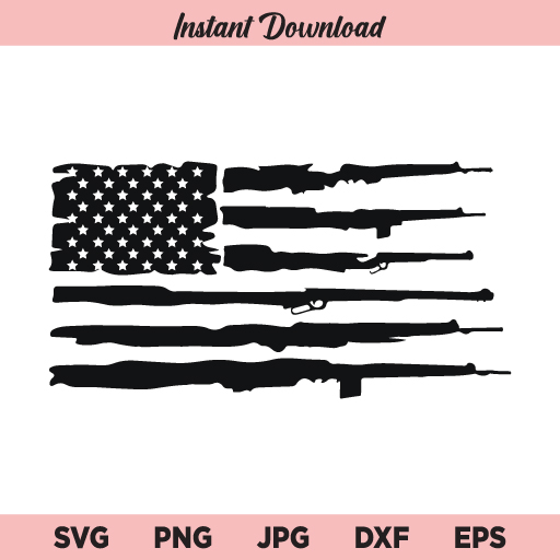 American Flag Made With Guns SVG, Gun Flag SVG, Gunflag SVG, Rifle Flag SVG, PNG, DXF, Cricut