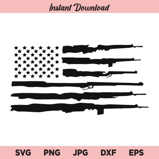 Gun Flag SVG, Rifle Flag SVG, American Flag SVG, US Flag SVG, PNG, DXF, Cricut, Cut File, Clipart, Silhouette