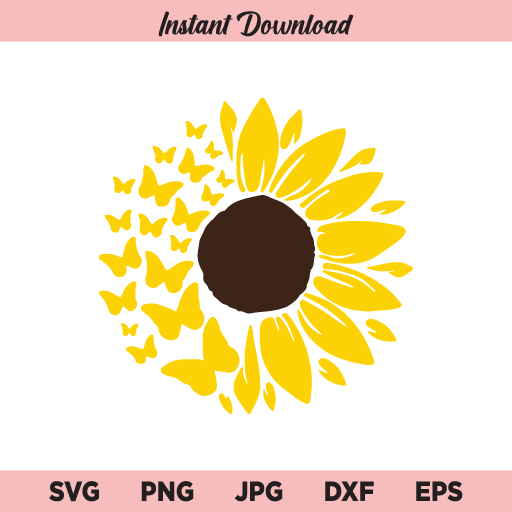Sunflower With Butterfly SVG, Sunflower SVG, Butterfly SVG, PNG, DXF, Cricut, Cut File, Clipart
