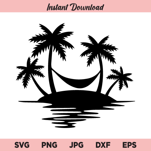 Download Tropical Island Svg Palm Trees Svg Hammock Summer Beach Svg Png Dxf Cricut Cut File Clipart Buy Svg Designs