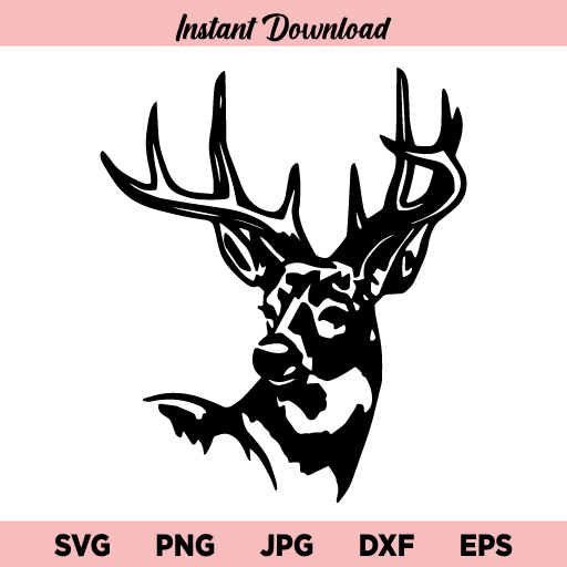 Deer Head SVG ,Deer SVG, Hunting SVG, Deer Face SVG, Antlers SVG, Buck SVG, Animals SVG, Wild Animals SVG