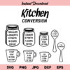 Kitchen Conversions Chart SVG, Kitchen Measurement SVG, Recipe Cheat Sheet SVG, Mason Jar, SVG, PNG, DXF, Cricut, Cut File