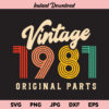 Vintage 1981 SVG, Vintage 1981 SVG File, Vintage 1981, SVG, PNG, DXF, Cricut, Cut File, Clipart, Instant Download