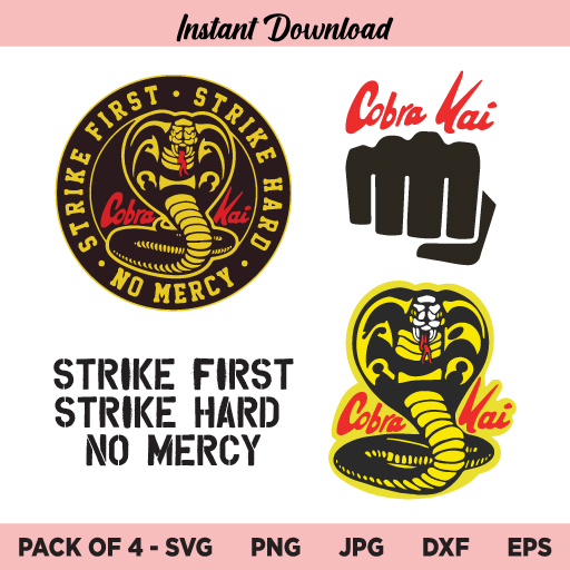 Cobra Kai SVG Bundle, Cobra Kai SVG, Cobra Kai Logo SVG, Karate Kid, Strike First Strike Hard No Mercy SVG, Cobra Kai, SVG, PNG, DXF, Cricut, Cut File