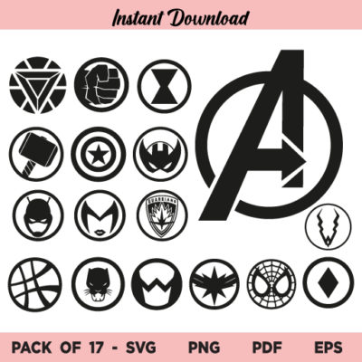 Avengers Icons SVG, Avengers Icons SVG File, Avengers Icons SVG Bundle ...