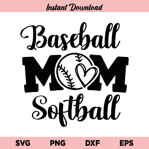 Mom Softball SVG, Baseball Mom SVG, Softball Mom SVG, PNG, DXF, C...
