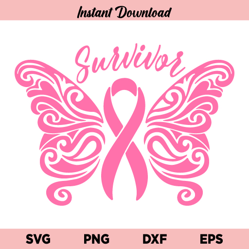 Butterfly Breast Cancer Survivor SVG, Butterfly Cancer Survivor SVG, Butterfly Awareness Ribbon SVG, Fight Cancer, Cancer Awareness, Butterfly, Survivor, Cancer, SVG, PNG, DXF, Cricut, Cut File