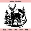 Deer In Pine Forest SVG, Deer Forest SVG, Deer Mountains SVG, Nature Deer SVG, Deer In Woods SVG, Deer In Trees SVG, Deer SVG, PNG, DXF, Cricut, Cut File