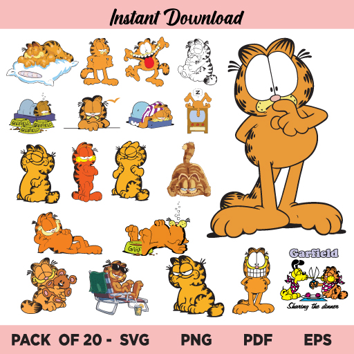 Garfield SVG, Garfield SVG Bundle, Garfield SVG File, Garfield Bundle, Garfield SVG Design, Garfield, SVG, PNG, Cricut, Cut File