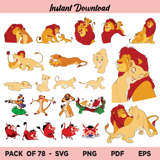 The Lion King Bundle SVG, The Lion King SVG, Lion King SVG, Simba, Nala, Timon, Pumbaa, Lion King, SVG, PNG, DXF, Cricut, Cut File, Clipart, Instant Download