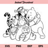 Winnie The Pooh Tigger Piglet Eeyore Hug SVG, Winnie The Pooh SVG, Pooh SVG, Tigger SVG, Piglet SVG, Eeyore SVG, Hug SVG, PNG, DXF, Cricut, Cut File
