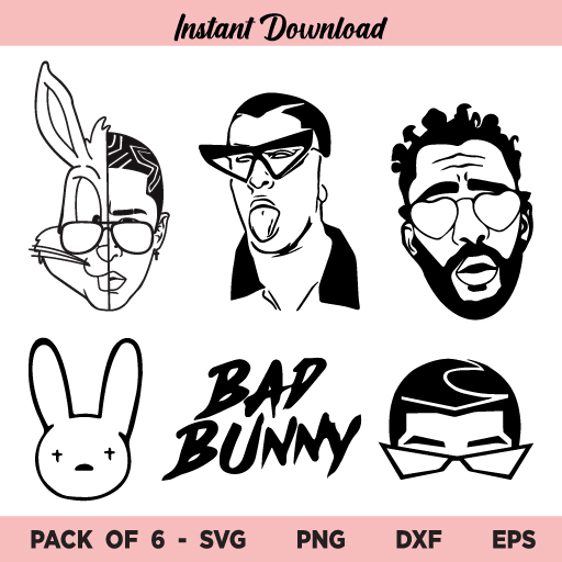 Bad Bunny SVG, Bad Bunny SVG File, El Conejo Malo SVG, Bad Bunny SVG Cut File, Bad Bunny Face SVG, Bad Bunny, SVG, PNG, DXF, Cricut, Cut File