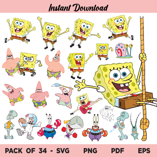 Spongebob SVG Bundle, Spongebob SVG, Spongebob Bundle SVG Files, Spongebob SVG Design, Spongebob SVG Files, Spongebob, Spongebob Bundle, SVG, PNG, Cricut, Cut File, Digital Download