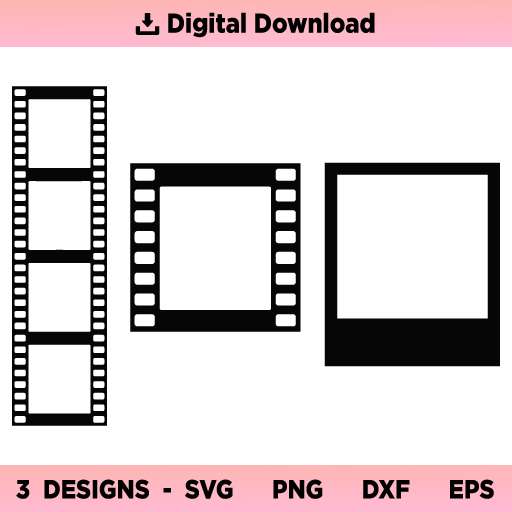 Film Strip SVG, Film Strip and Picture Template SVG, Polaroid Picture Frame SVG, Movie Filmstrip SVG, Cinema Vintage SVG