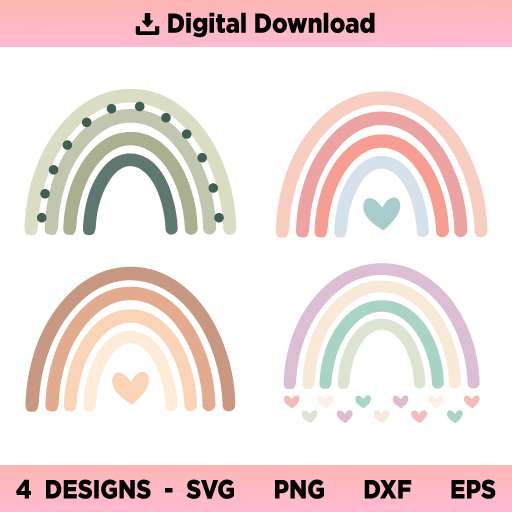 Boho Rainbow SVG Bundle, Boho Rainbow SVG, Boho Baby Rainbow SVG Bundle, Bohemian Rainbow SVG, Pastel Rainbow SVG, Rainbow SVG, PNG, DXF, Cricut, Cut File, Clipart