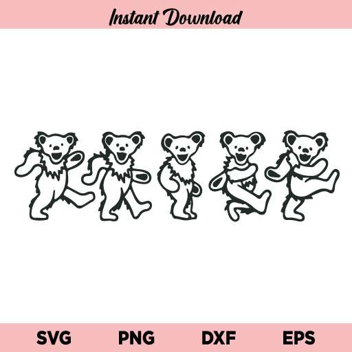 Grateful Dead Bear Logo SVG, Grateful Dead Dancing Bears Logo SVG, Jerry Bear SVG, Dancing Bears SVG, Grateful Dead, Jerry Bear