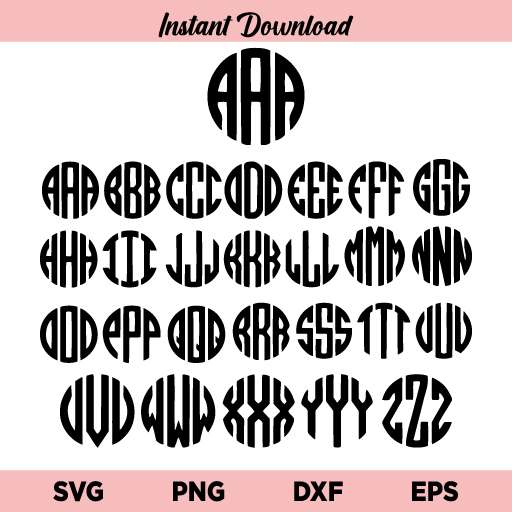 Circle Monogram Letters SVG, Circle Monogram SVG, Round Circle Alphabet SVG, Round Monogram SVG, Monogram Font SVG