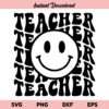 Wavy Letters Teacher Retro Smiley Happy Face SVG