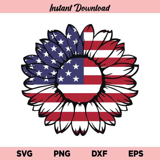 US Flag Sunflower SVG