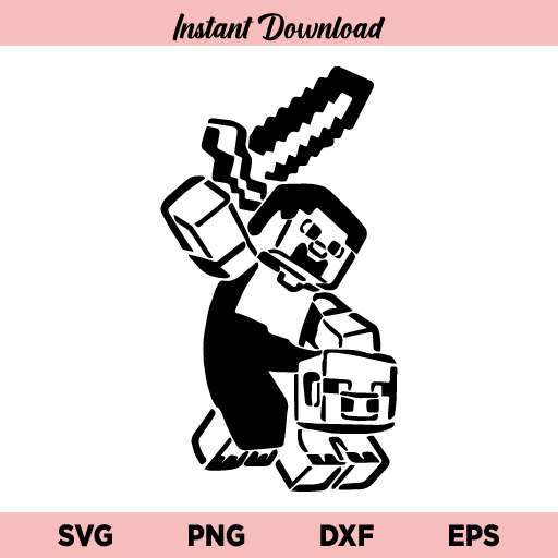 Minecraft Steve Ride Pig SVG