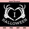 I Love Halloween Heart Skull SVG