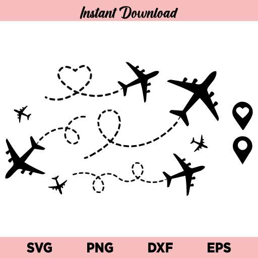 Heart Flying Airplane SVG