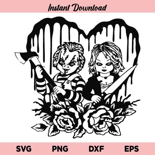 Chucky And Tiffany Heart SVG