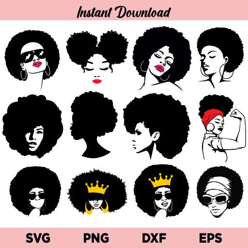 Afro Women Hair SVG Bundle