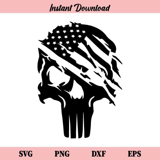 American Flag Punisher Skull SVG
